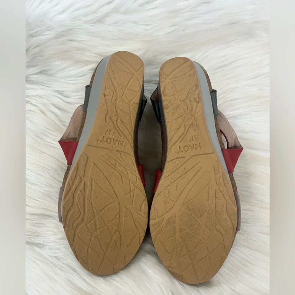 NAOT NEW vixen size 6 6.5 (37) Red Nubuck Ankle Strap Heel Wedge Sandals Shoes - Picture 5 of 10